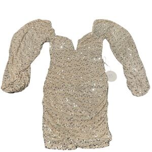 NWT SUPER Sparkly Nude/Silver Dress